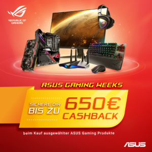 ASUS Gaming Weeks 2020: Ausgewählte ASUS-Produkte jetzt mit bis zu 650€ Cashback!