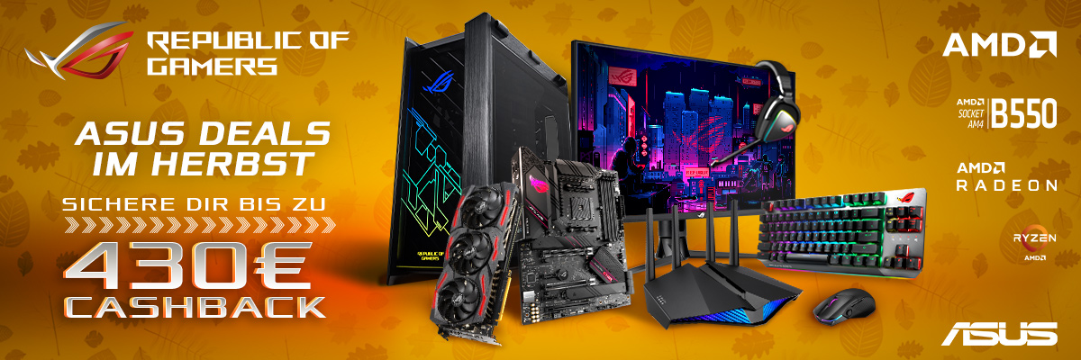 ASUS Deals im Herbst 2020: Ausgewählte ASUS-Produkte jetzt mit bis zu 430€ Cashback!