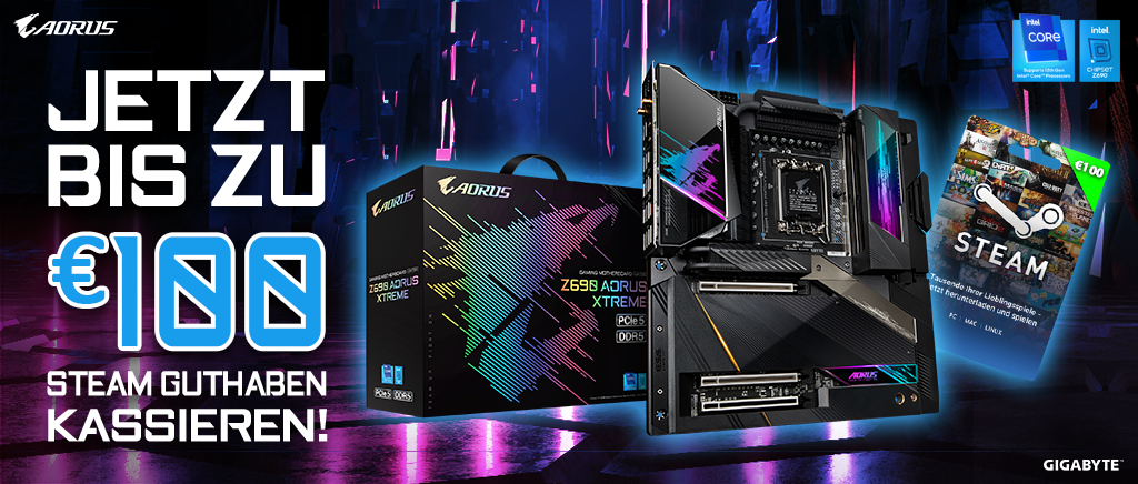 Gigabyte / Aorus Z690-Mainboards mit bis zu 100 Euro Steam-Guthaben!