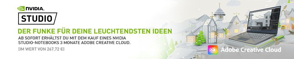 NVIDIA Studio-Notebooks jetzt mit 3 Monaten Adobe Creative Cloud!