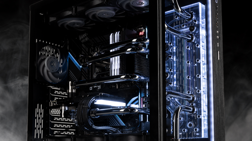 Das Titelbild zeigt den Gaming-PC Monochromatic von Caseking