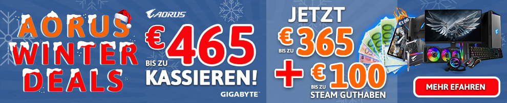 Ausgewählte Gigabyte- / Aorus-Produkte mit bis zu 365 Euro Cashback!