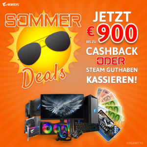Ausgewählte Gigabyte- / Aorus-Produkte jetzt mit bis zu 900 Euro Cashback oder Steam-Guthaben!