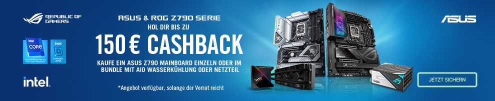 ASUS Z790-Mainboards einzeln und zusammen mit Netzteil oder AiO-Wasserkühler mit bis zu 150 Euro Cashback!