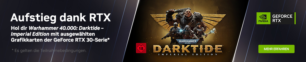 Warhammer 40000: Darktide - Imperial Edition jetzt zu NVIDIA GeForce RTX 3090 (Ti), 3080 (Ti), 3070 (Ti), 3060 (Ti) dazu erhalten!