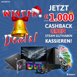 Ausgewählte Gigabyte- / Aorus-Produkte mit bis zu 1000 Euro Cashback oder 1000 Euro Steam-Guthaben!