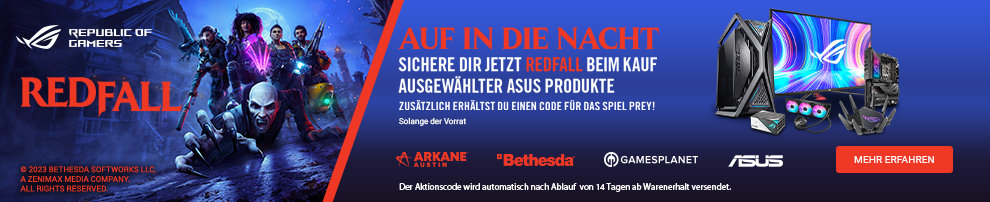 Redfall - Bite Back Edition & Prey jetzt zu ausgewählten ASUS Gaming-Produkten dazu erhalten!