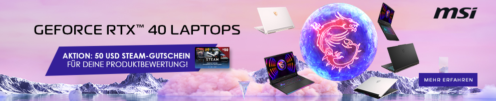 MSI Gaming-Notebooks mit GeForce RTX 40 bewerten und 50 USD Steam-Guthaben erhalten!