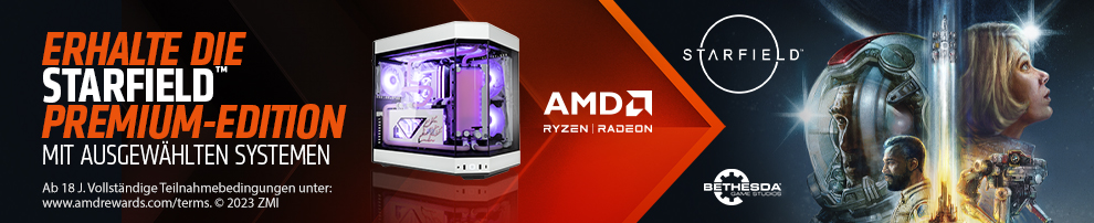Starfield zu AMD Radeon, AMD Ryzen und AMD Komplettsystemen dazu erhalten!