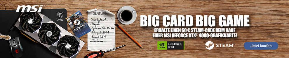 Jede MSI GeForce RTX 4080 jetzt mit 60 Euro Steam-Guthaben!