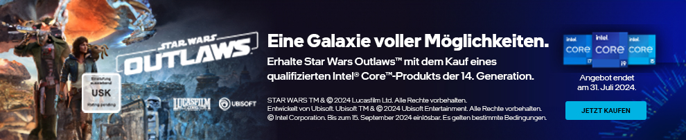 Star Wars Outlaws jetzt zu Intel 14th Gen (Raptor Lake) Core i5/i7/i9 CPUs dazu erhalten!