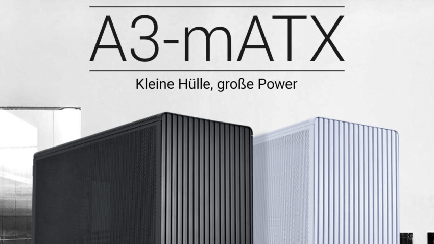 Zwei kleine Computergehäuse in Schwarz und Weiß