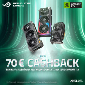 Ausgewählte ASUS NVIDIA GeForce RTX 4000 Grafikkarten jetzt mit bis zu 70 Euro Cashback! [UPDATE]