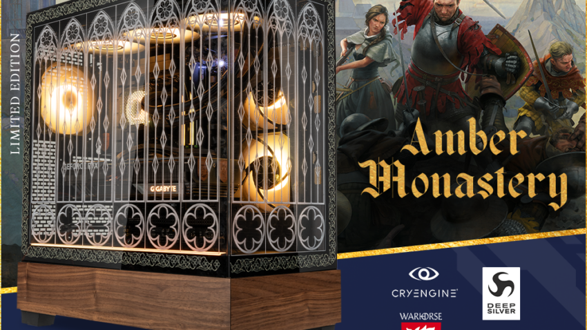 Amber Monastery Gaming PC von vorne mit Kingdome Come: Deliverence 2