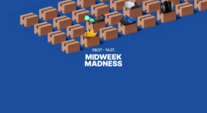 Midweek Madness: Exklusive Deals auf Grafikkarten, CPU-Kühler und mehr vom 08.07. bis 14.07. Zahlreiche Versandkartons, einige mit sichtbaren Produkten wie einer Intel ARC Grafikkarte, einem ZOTAC Modell, einer AiO-Wasserkühlung und einem PC-Gehäuse. Hintergrund in kräftigem Blau.