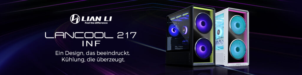 Lian Li LANCOOL 217 INF in schwarz und weiß mit Schrift