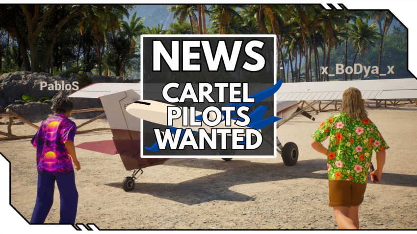 Cartel Pilots Wanted Beitragsbild mit einem FLugzeug und zwei Spielern