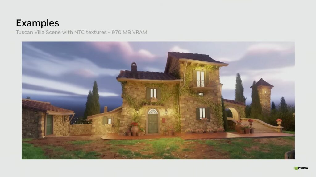 Haus mit Garten in einem Rendering und Vram Verbauch