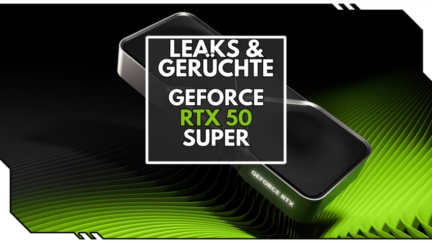 RTX 50 Super Leaks und Gerüchte mit einer Grafikkarte im Hintergrund