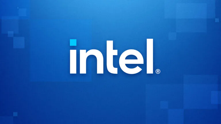 Intel-Logo mit blauem Background