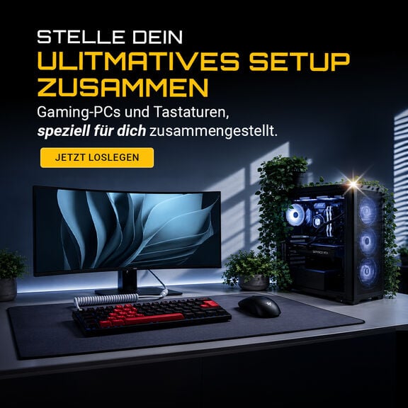 aseking PC-Konfigurator Tastatur-Berater Header Banner mit mechanischen Gaming-Tastaturen und Custom Keyboards
