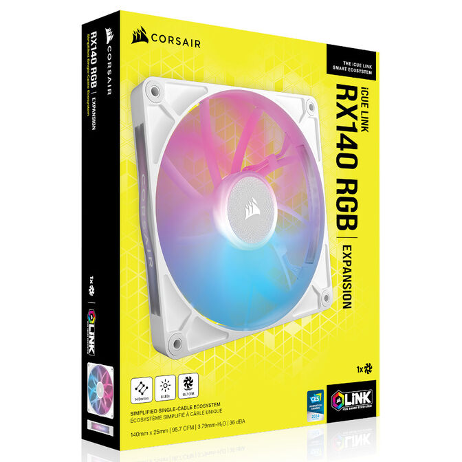 Corsair iCUE LINK RX140 RGB Series, PWM Fan - 140mm, white image number 9