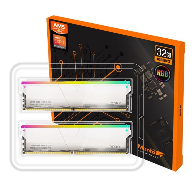 V-Color Manta XSky RGB DDR5-6000 RAM, CL36, EXPO - 32 GB Dual-Kit, wei&szlig; image number 0