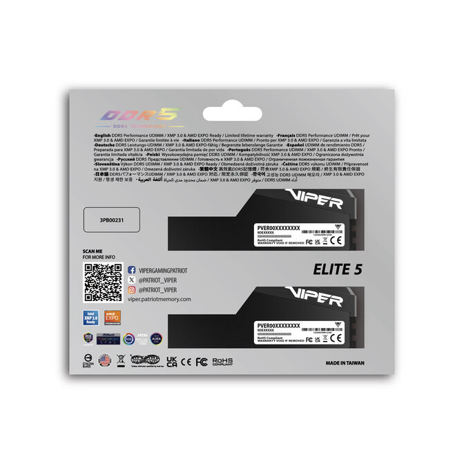 Patriot Viper Gaming RGB Elite 5 Ultra DDR5-6000 RAM, CL 28, AMD EXPO, Intel XMP 3.0 - 2x 48GB, schwarz image number 6