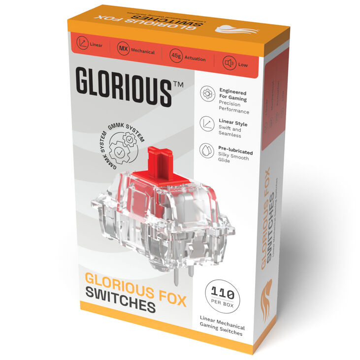 Glorious Fox Switches, Mechanical, 3-Pin, Linear, MX-Stem, 45g - 110 Pieces image number 17