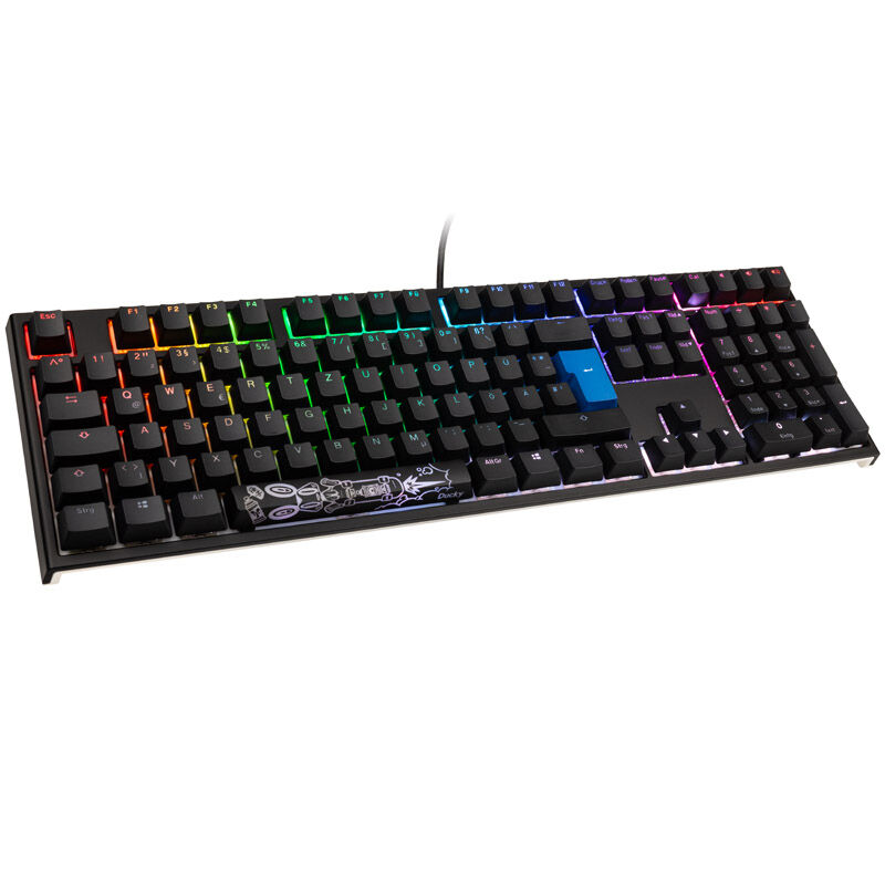Ducky One 2 Backlit PBT Gaming Tastatur, MX-Nature-White, RGB LED - schwarz