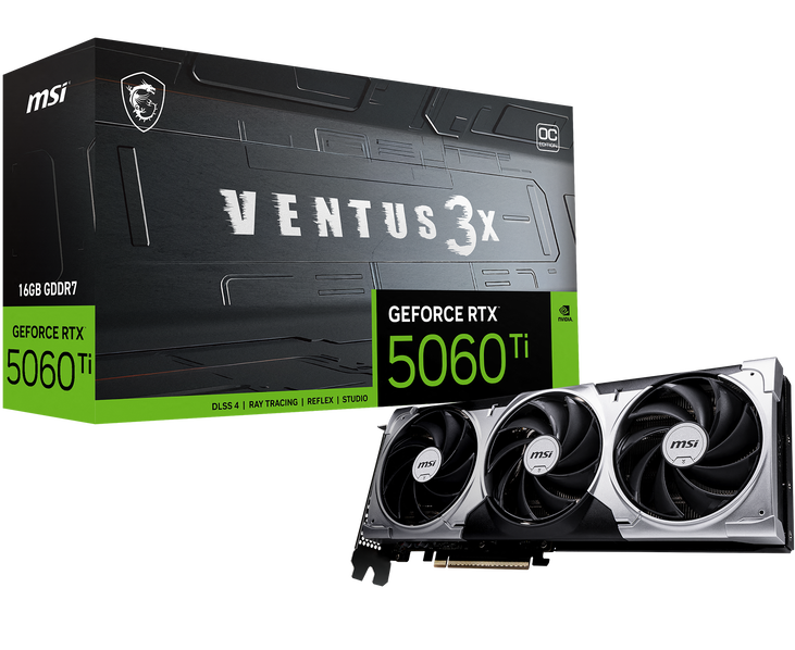 MSI GeForce RTX 5060 Ti Ventus 3X OC, 16384 MB GDDR7 image number 0