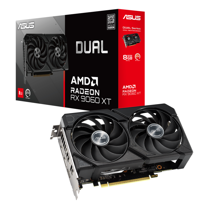 ASUS Dual Radeon RX 9060 XT Graphics Card, 8192 MB GDDR6 image number 0