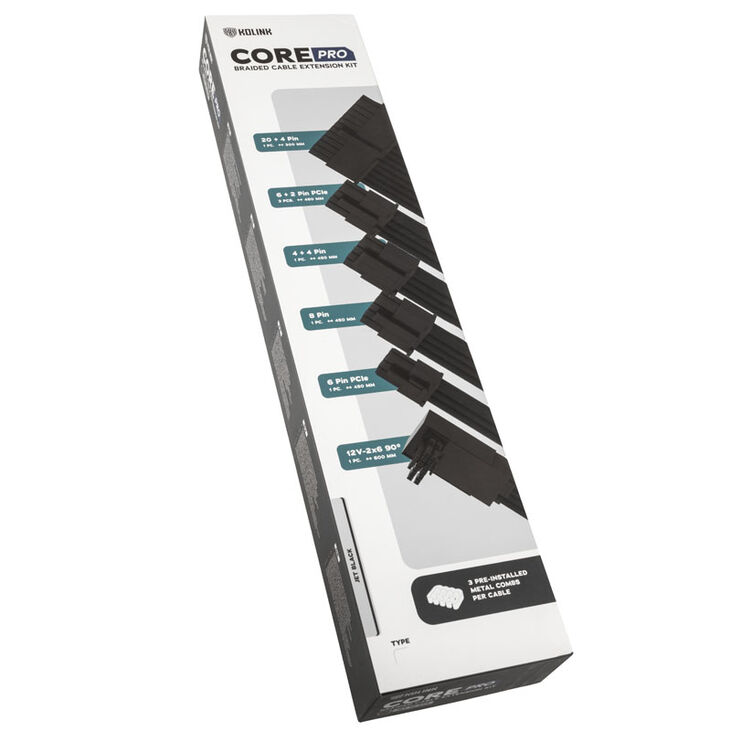Kolink Core Pro Braided Cable Extension Kit 12V-2x6 Typ 1 - Jet Black image number 3