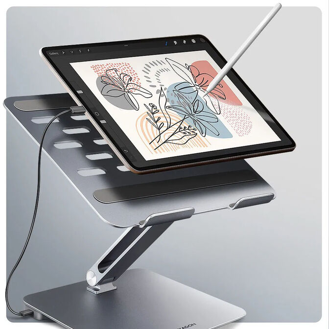 AXAGON HMC-STND Stand for Laptops and Tablets, USB-C Hub - silver image number 3