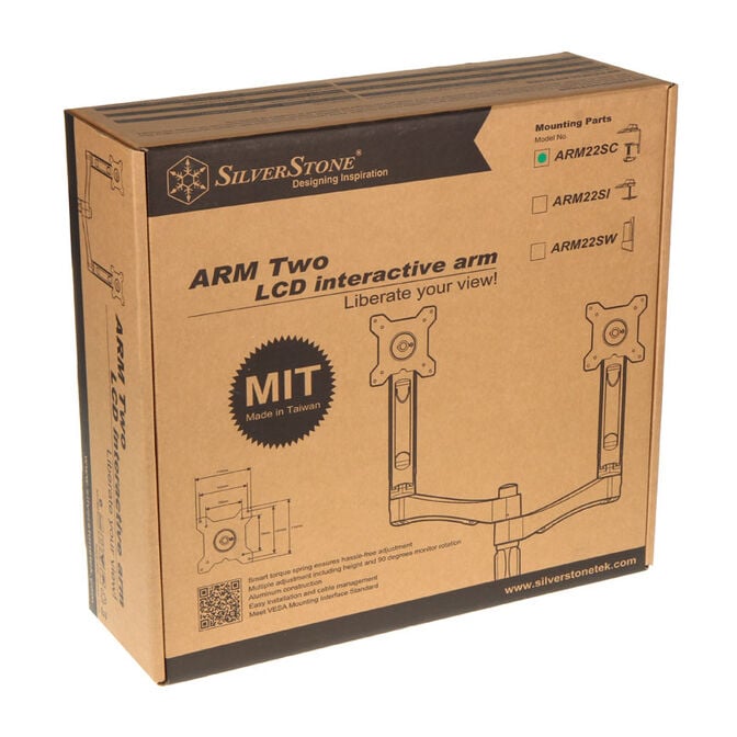 SilverStone SST-ARM22SC Dual Monitorhalterung - silber image number 5