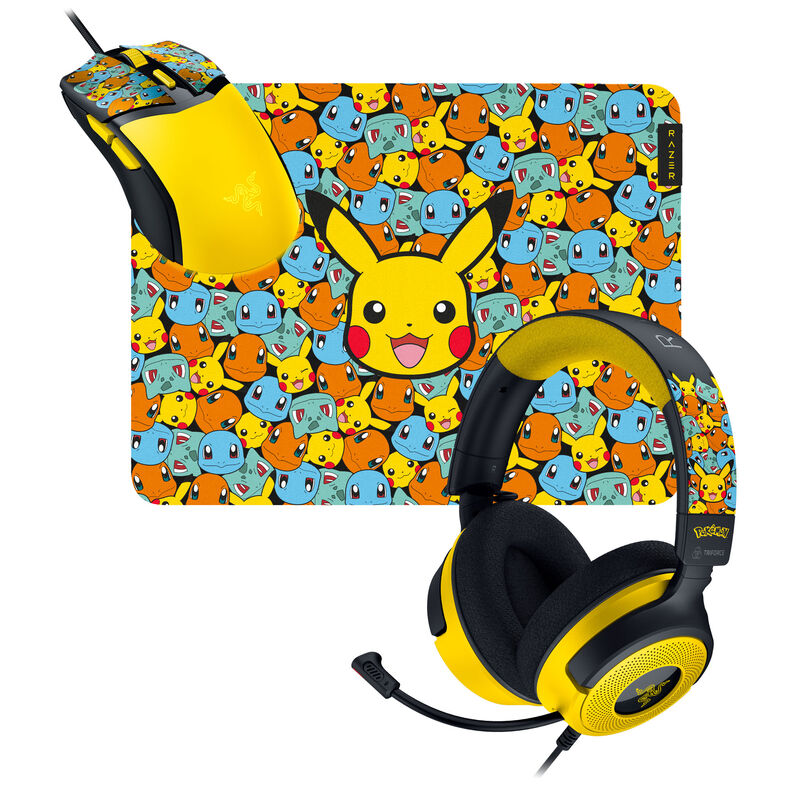Razer Gaming Bundle - Kraken Kitty VX4 Headset, Gigantus V2 Mauspad & Cobra Gaming Maus - Pokémon Kanto Starters Edition