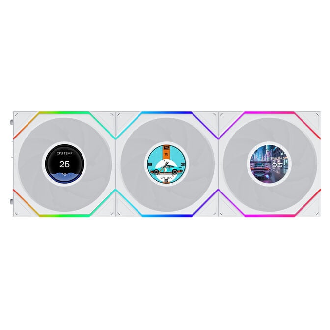 Lian Li UNI FAN TL LCD FLEX Wireless Fan, ARGB and LCD - 120mm, white, 3-pack with controller image number 2