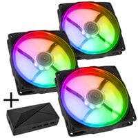 Noiseblocker NB-eLoop X B12-PS ARGB, PWM - 120mm, black + ARGB 8x Port Hub - 3-piece set
