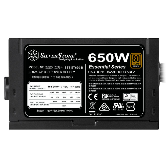 SilverStone SST-ET650-B v1.4 Strider Essential Series 80 PLUS Bronze - 650 Watt image number 2