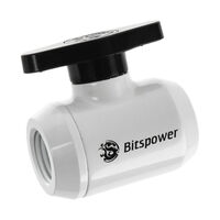 Bitspower Ball Valve 2x Female G1/4 Inch, Black Handle - White