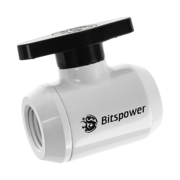 Bitspower Absperrhahn 2x IG 1/4 Zoll, schwarzer Griff - weiß image number 0