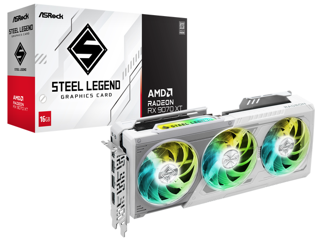 ASrock Radeon RX 9070 XT Steel Legend Grafikkarte, 16384 MB GDDR6 image number 0