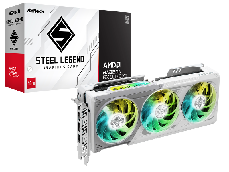 ASrock Radeon RX 9070 XT Steel Legend Grafikkarte, 16384 MB GDDR6