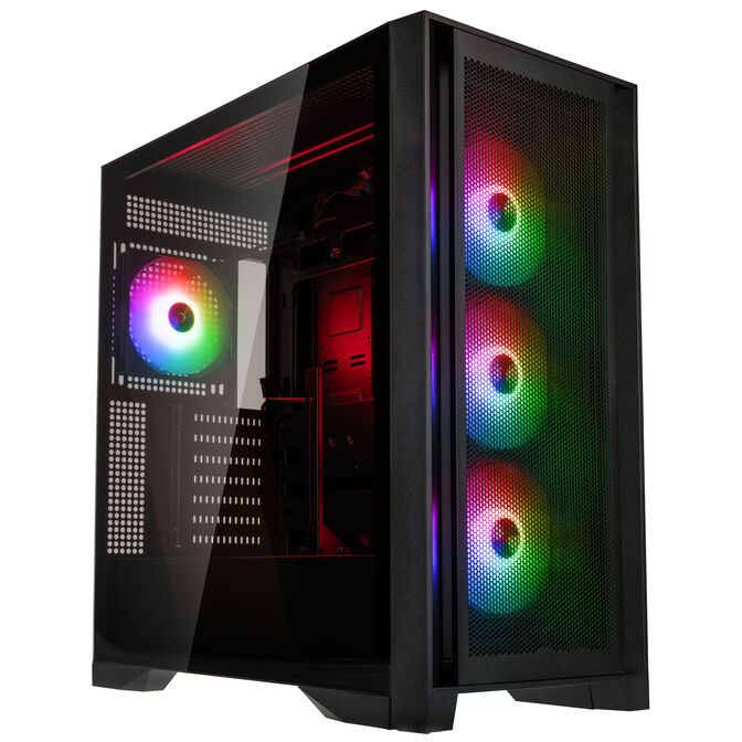 GSI SmartAssembly ARGB Mesh PC case, Mid Tower, E-ATX, RGB, Tempered Glass - black, 850W Gold power supply image number 0