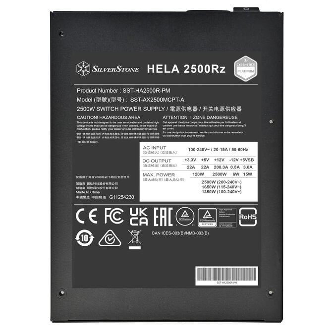 SilverStone Hela 2500Rz Cybenetics Platinum Netzteil, PCIe 5.0, ATX 3.1 - 2.500 Watt, schwarz image number 9