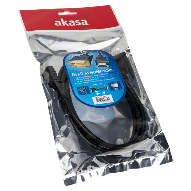 Akasa DVI-D auf HDMI Kabel - schwarz - 2m image number 2