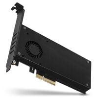 AXAGON PCEM2-DC PCIe 3.0 x4 adapter, 1x M.2 NVMe, 1x M.2 SATA, up to 22110 - active cooling