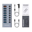 Grey 7-Port USB-A 3.0 HUB + 1x Charging Port image number null