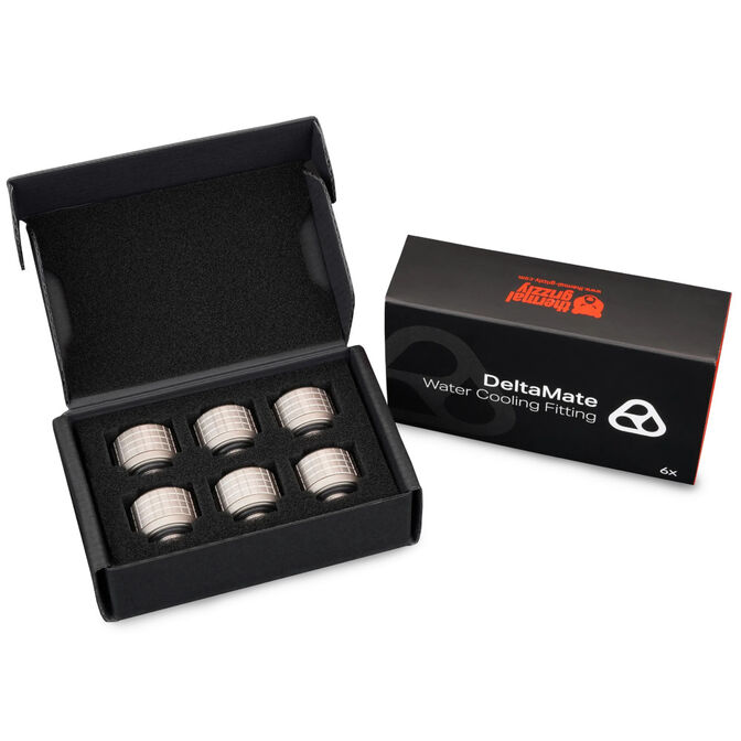 Thermal Grizzly DeltaMate Compression Fitting, Brass, G1/4&rdquo; Thread - Nickel, ST13, Pack of 6 image number 2