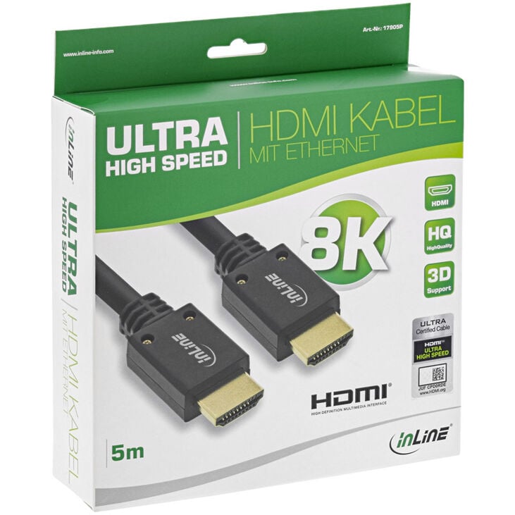 InLine 8K4K Ultra High Speed HDMI Kabel, schwarz - 5m image number 1